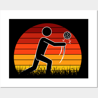 Travel back in time with beach volleyball - Retro Sunsets shirt featuring a player! Posters and Art